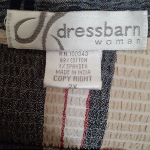 Dress Barn 1x shirt top blouse xxl 2x plaid summer short sleeve cotton summer - Picture 2 of 3